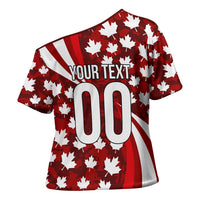 Personalized Canada Football Cross Shoulder Shirt Maple Leaf Pattern - Moose Soccer Mascot