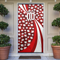 Personalized Canada Football Door Cover Maple Leaf Pattern - Moose Soccer Mascot