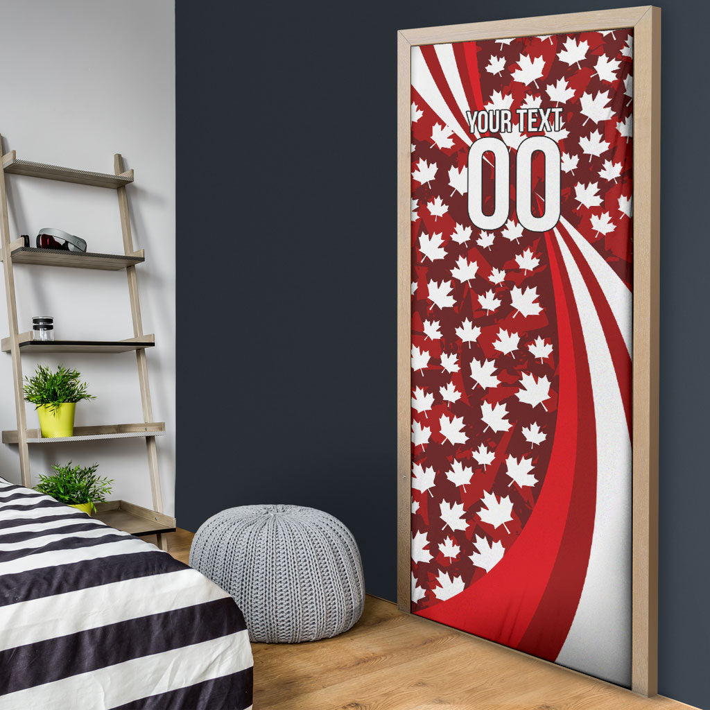 Personalized Canada Football Door Cover Maple Leaf Pattern - Moose Soccer Mascot