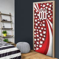 Personalized Canada Football Door Cover Maple Leaf Pattern - Moose Soccer Mascot