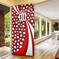Personalized Canada Football Door Cover Maple Leaf Pattern - Moose Soccer Mascot