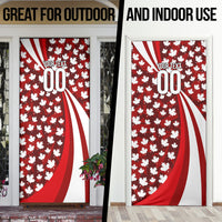 Personalized Canada Football Door Cover Maple Leaf Pattern - Moose Soccer Mascot