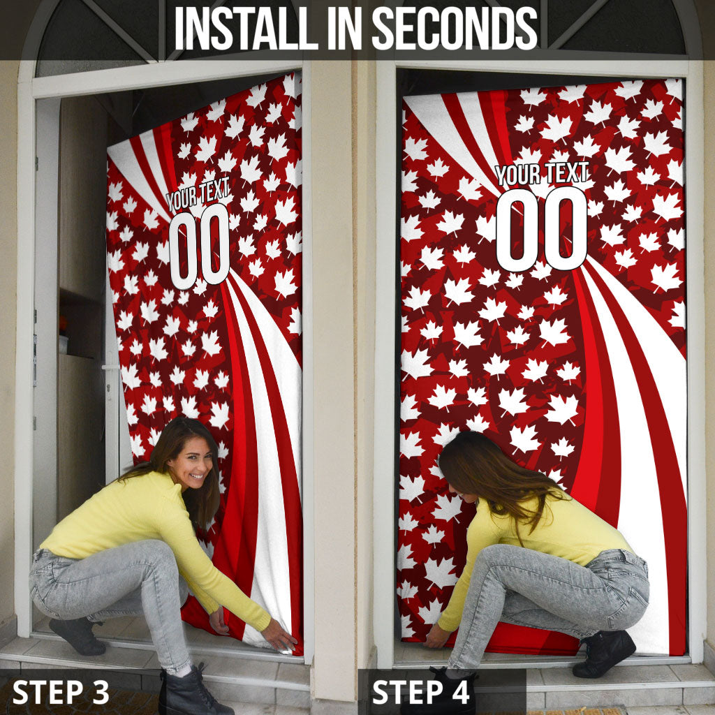 Personalized Canada Football Door Cover Maple Leaf Pattern - Moose Soccer Mascot
