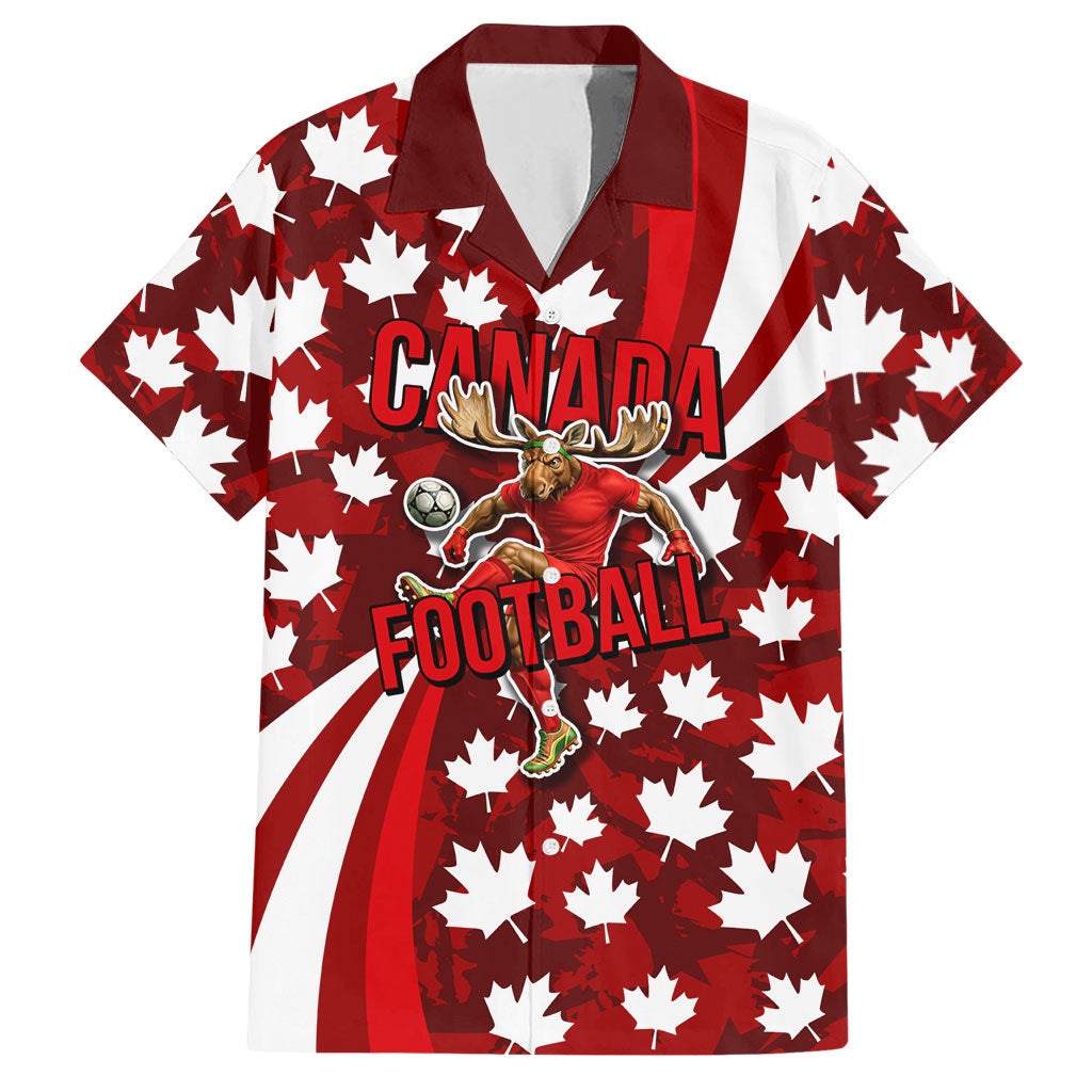 Personalized Canada Football Hawaiian Shirt Maple Leaf Pattern - Moose Soccer Mascot