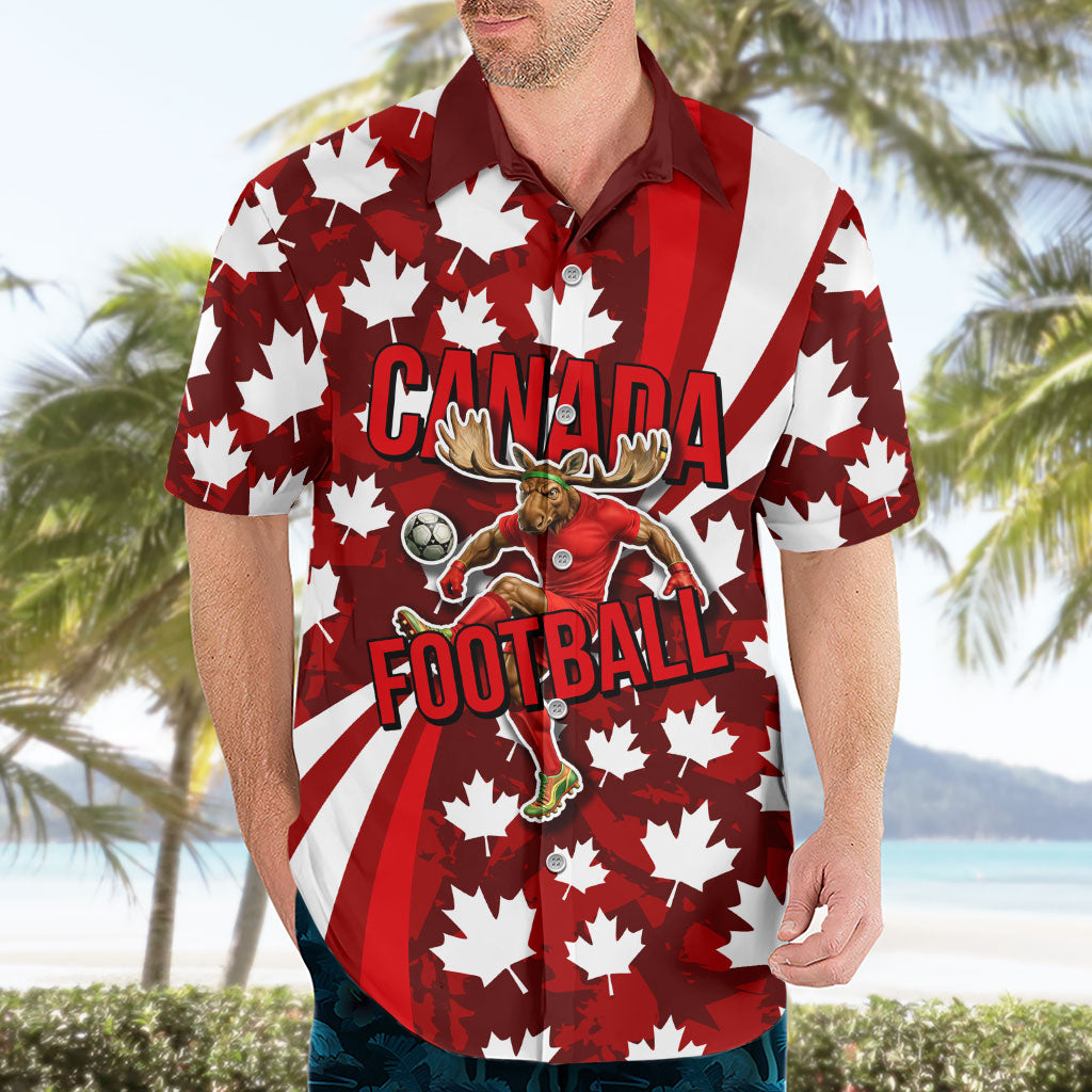 Personalized Canada Football Hawaiian Shirt Maple Leaf Pattern - Moose Soccer Mascot