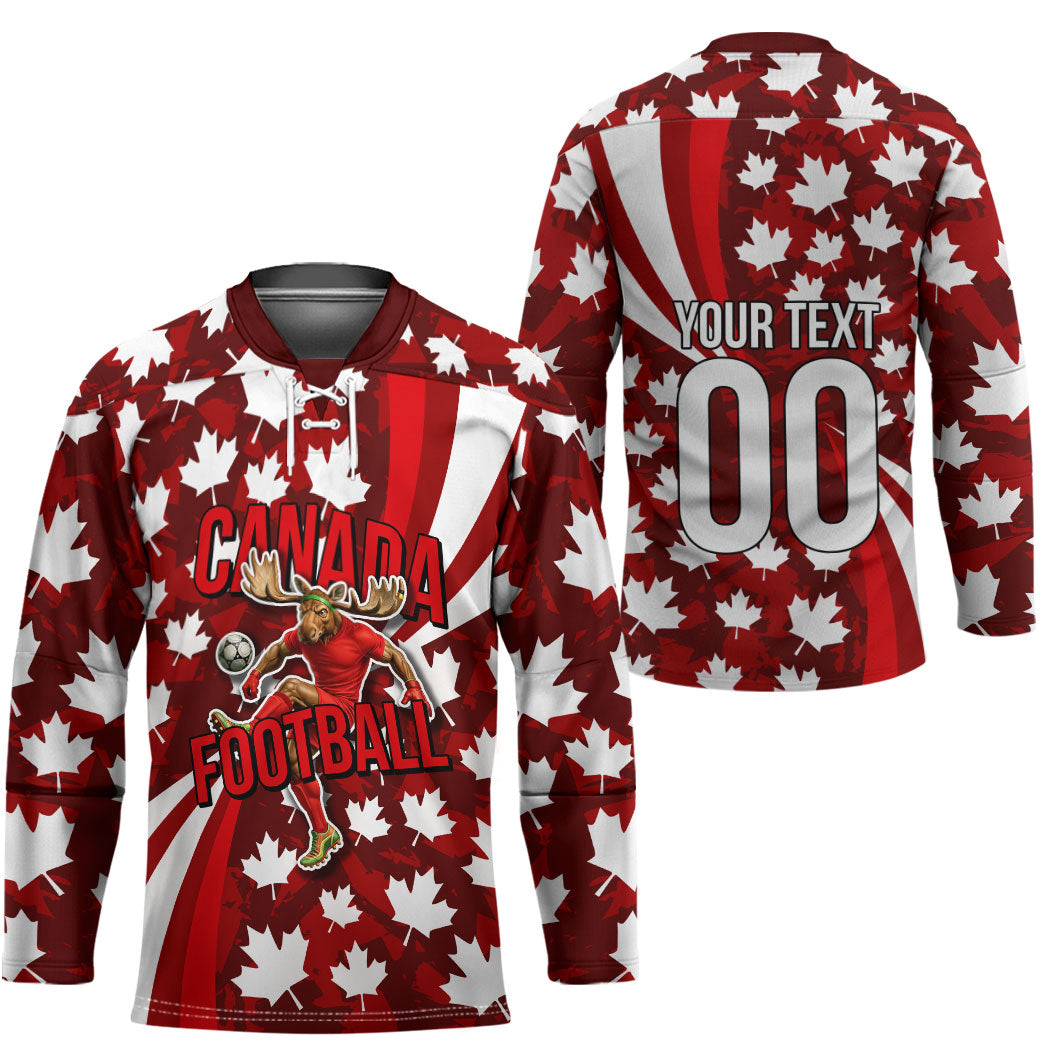 Personalized Canada Football Hockey Jersey Maple Leaf Pattern - Moose Soccer Mascot