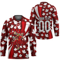 Personalized Canada Football Hockey Jersey Maple Leaf Pattern - Moose Soccer Mascot