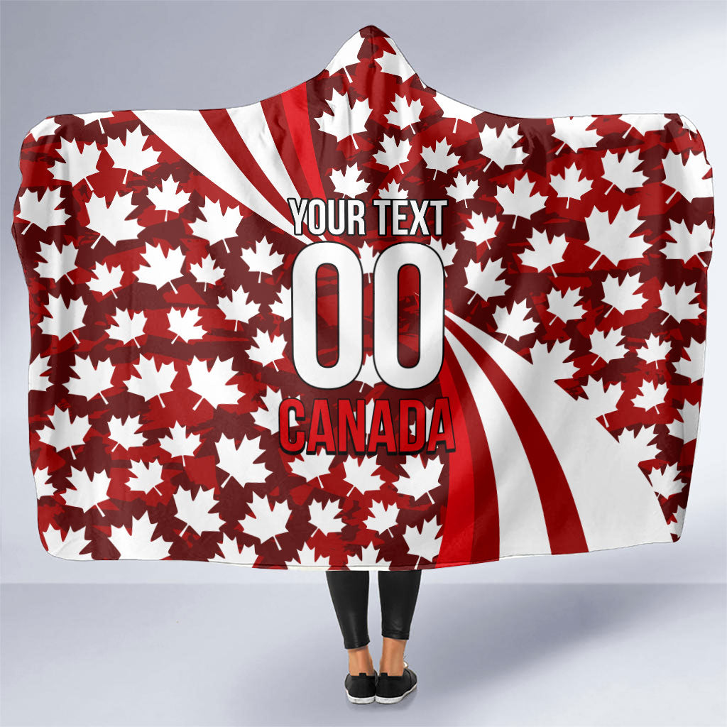 Personalized Canada Football Hooded Blanket Maple Leaf Pattern - Moose Soccer Mascot
