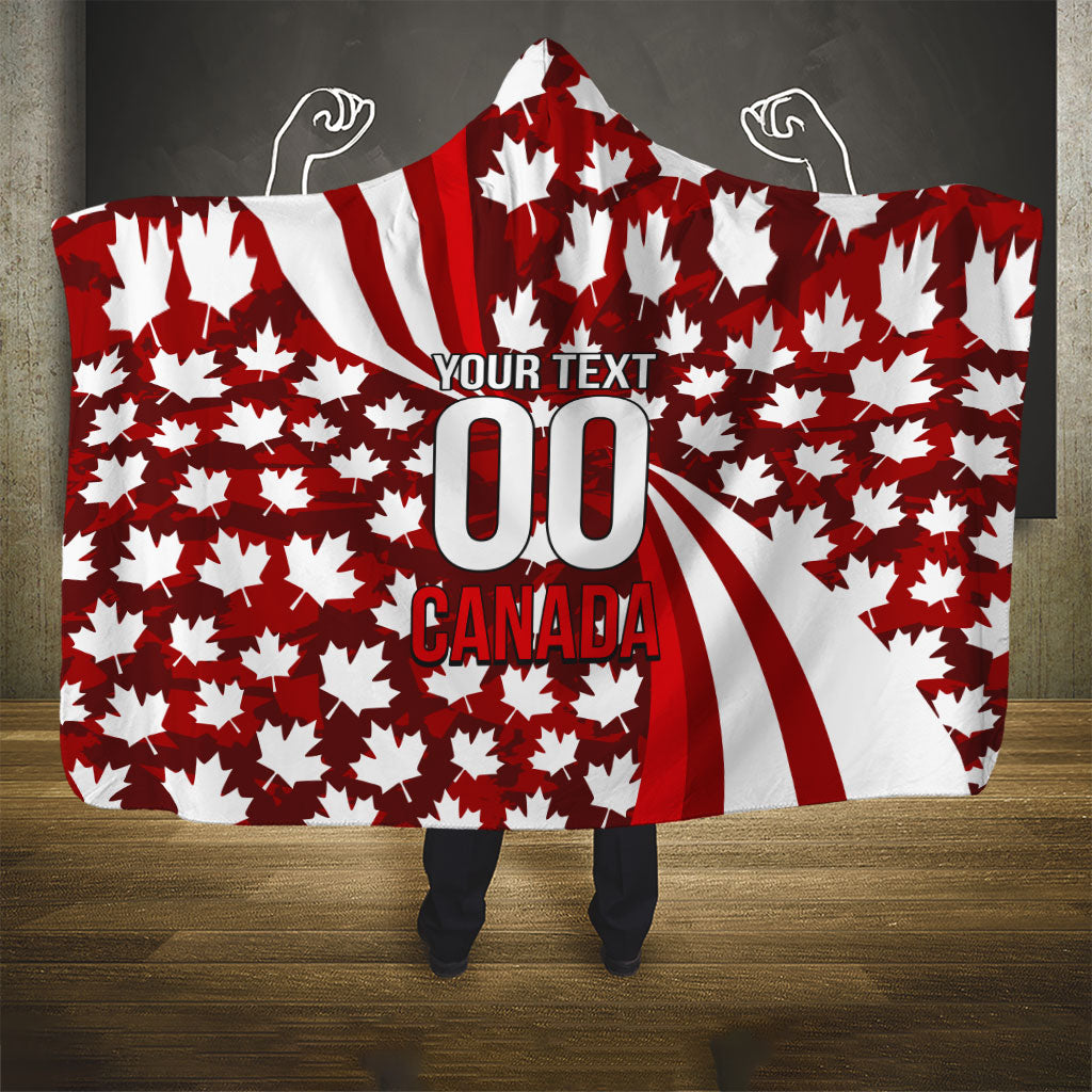 Personalized Canada Football Hooded Blanket Maple Leaf Pattern - Moose Soccer Mascot