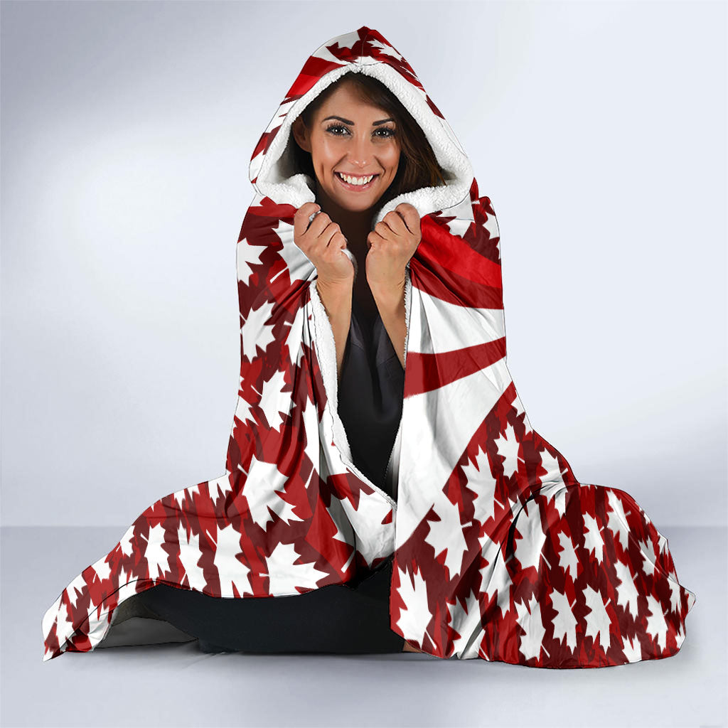 Personalized Canada Football Hooded Blanket Maple Leaf Pattern - Moose Soccer Mascot