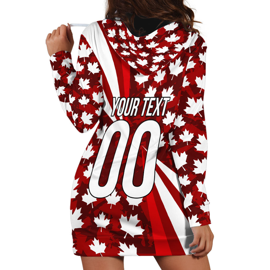 Personalized Canada Football Hoodie Dress Maple Leaf Pattern - Moose Soccer Mascot