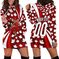 Personalized Canada Football Hoodie Dress Maple Leaf Pattern - Moose Soccer Mascot