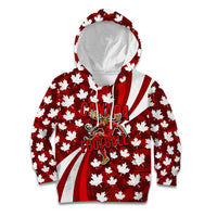 Personalized Canada Football Kid Hoodie Maple Leaf Pattern - Moose Soccer Mascot