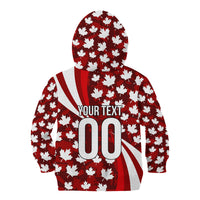 Personalized Canada Football Kid Hoodie Maple Leaf Pattern - Moose Soccer Mascot