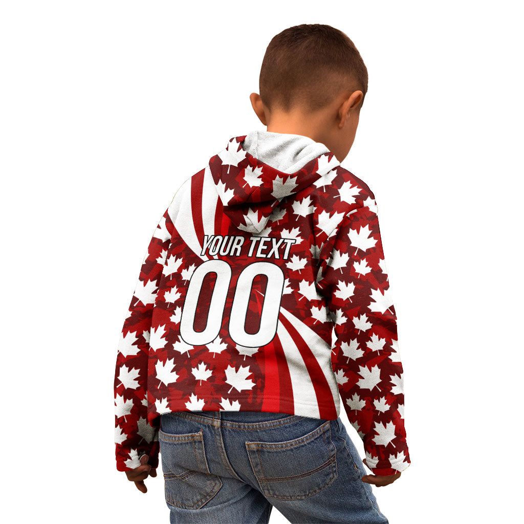 Personalized Canada Football Kid Hoodie Maple Leaf Pattern - Moose Soccer Mascot