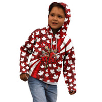 Personalized Canada Football Kid Hoodie Maple Leaf Pattern - Moose Soccer Mascot
