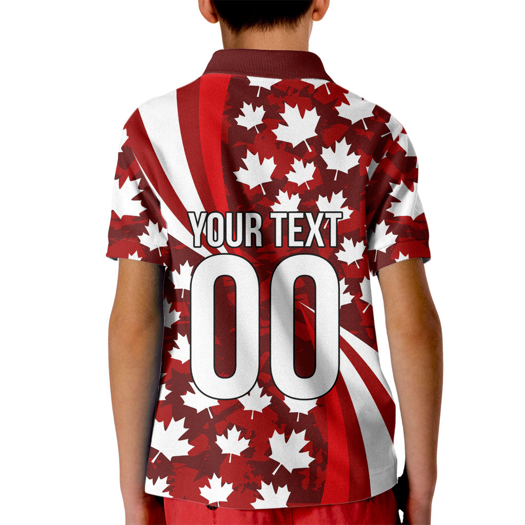 Personalized Canada Football Kid Polo Shirt Maple Leaf Pattern - Moose Soccer Mascot