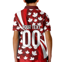 Personalized Canada Football Kid Polo Shirt Maple Leaf Pattern - Moose Soccer Mascot