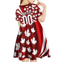 Personalized Canada Football Kid Short Sleeve Dress Maple Leaf Pattern - Moose Soccer Mascot