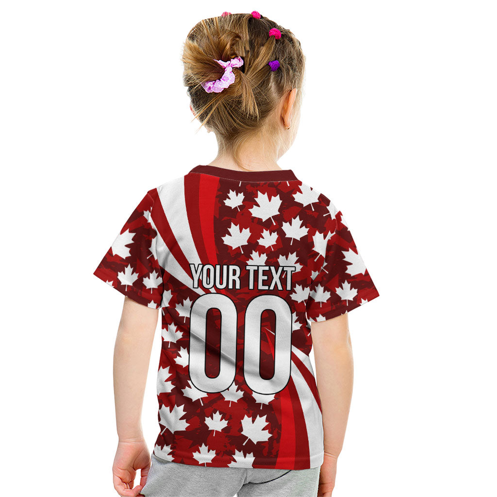 Personalized Canada Football Kid T Shirt Maple Leaf Pattern - Moose Soccer Mascot