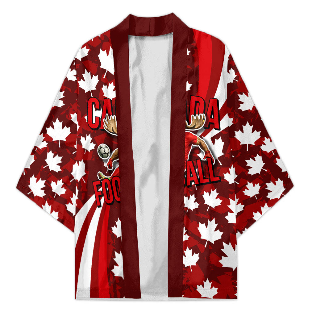 Personalized Canada Football Kimono Maple Leaf Pattern - Moose Soccer Mascot