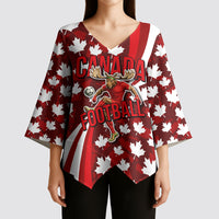 Personalized Canada Football Kimono Sleeve Blouse Maple Leaf Pattern - Moose Soccer Mascot