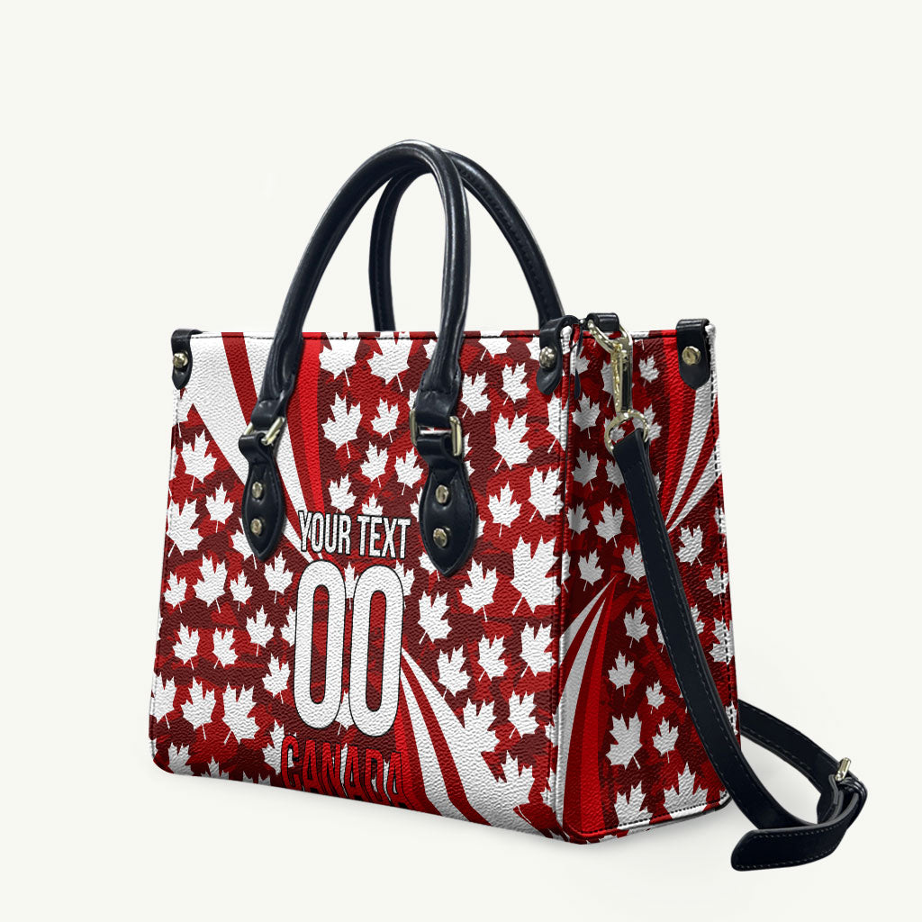 Personalized Canada Football Leather Bag Maple Leaf Pattern - Moose Soccer Mascot