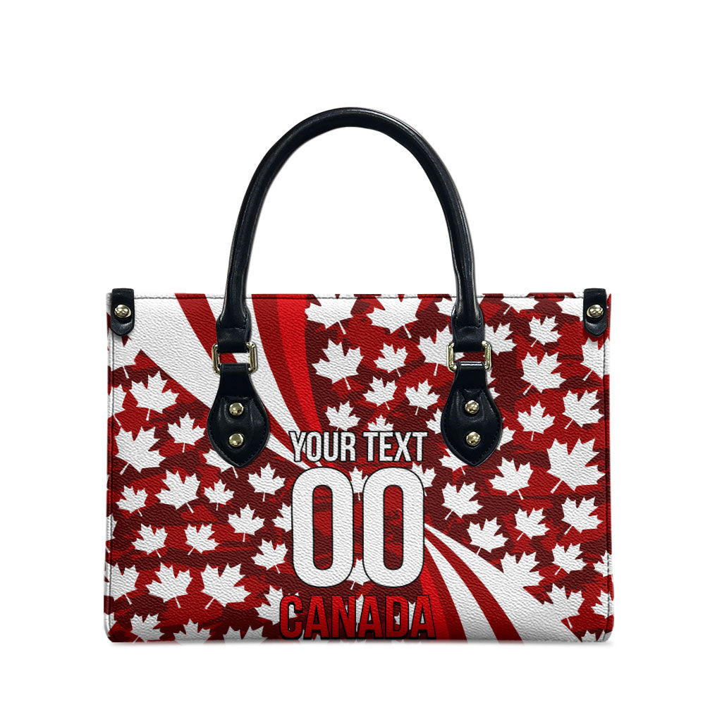 Personalized Canada Football Leather Bag Maple Leaf Pattern - Moose Soccer Mascot