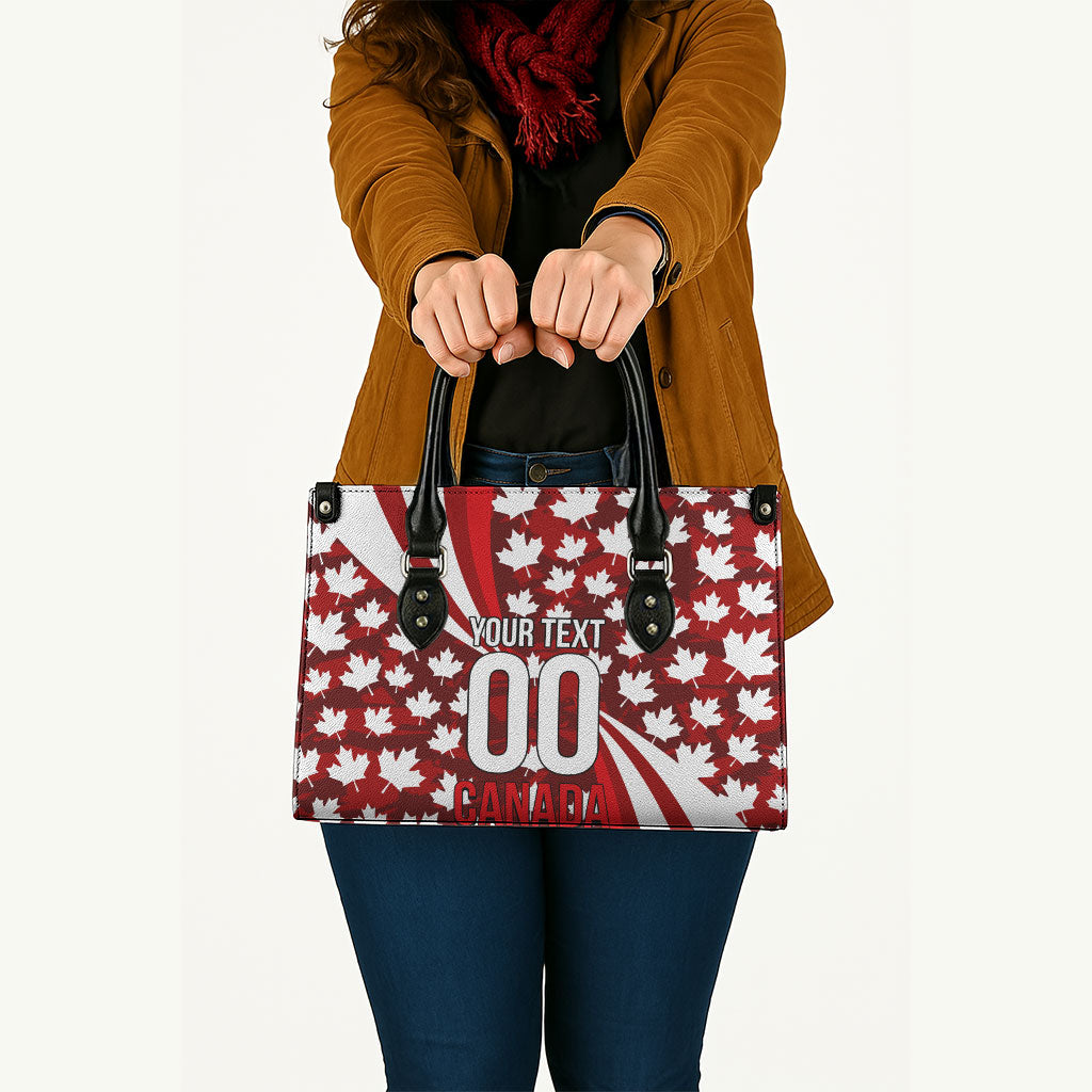 Personalized Canada Football Leather Bag Maple Leaf Pattern - Moose Soccer Mascot
