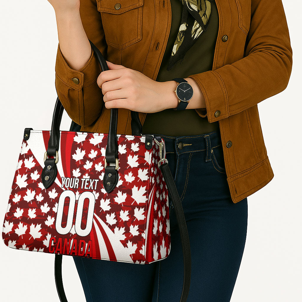 Personalized Canada Football Leather Bag Maple Leaf Pattern - Moose Soccer Mascot