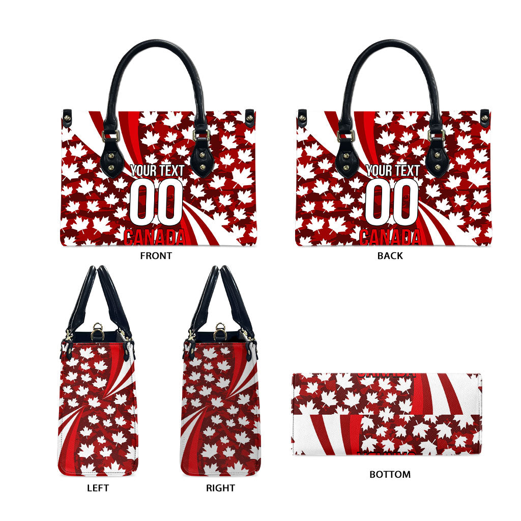Personalized Canada Football Leather Bag Maple Leaf Pattern - Moose Soccer Mascot