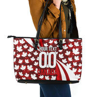 Personalized Canada Football Leather Tote Bag Maple Leaf Pattern - Moose Soccer Mascot