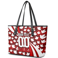 Personalized Canada Football Leather Tote Bag Maple Leaf Pattern - Moose Soccer Mascot