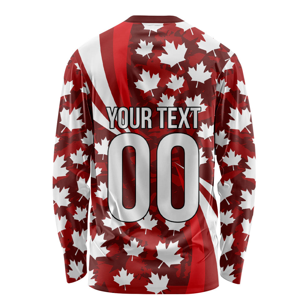Personalized Canada Football Long Sleeve Shirt Maple Leaf Pattern - Moose Soccer Mascot
