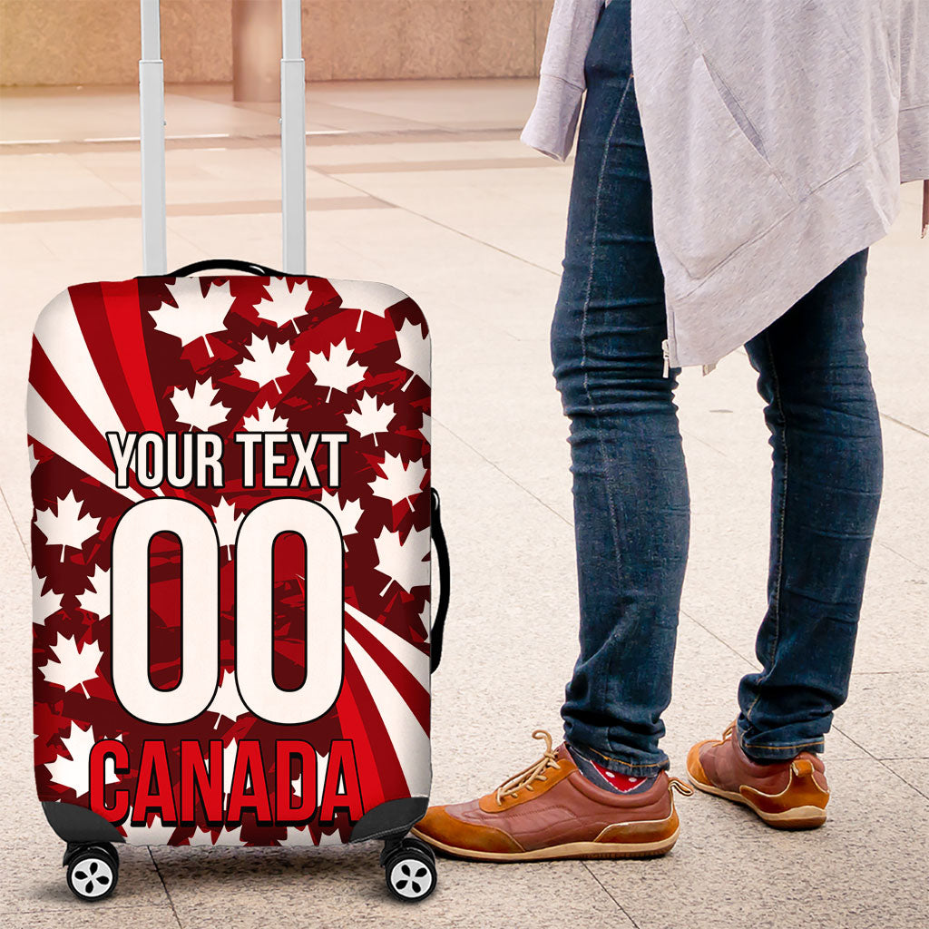Personalized Canada Football Luggage Cover Maple Leaf Pattern - Moose Soccer Mascot
