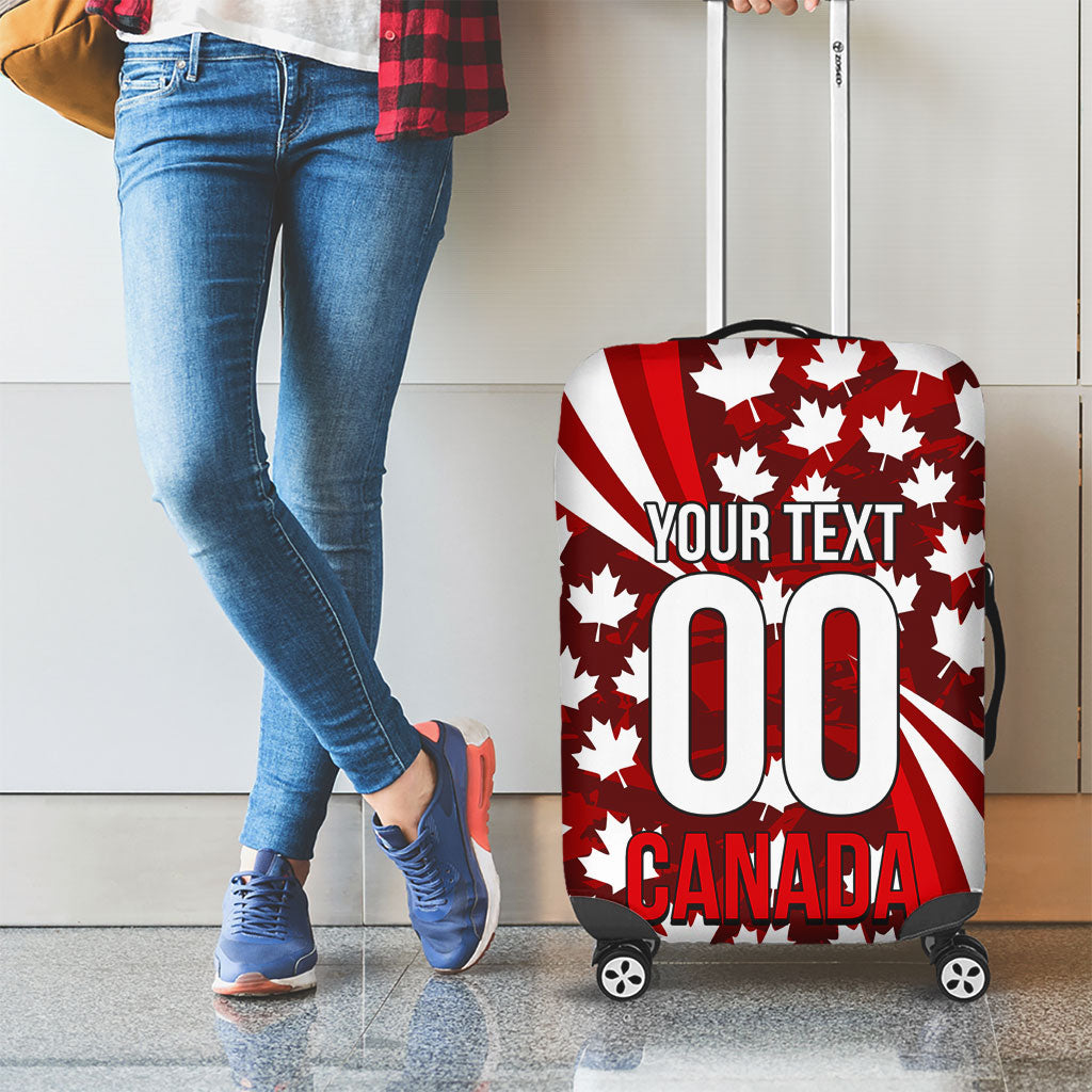 Personalized Canada Football Luggage Cover Maple Leaf Pattern - Moose Soccer Mascot