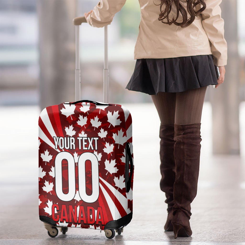 Personalized Canada Football Luggage Cover Maple Leaf Pattern - Moose Soccer Mascot