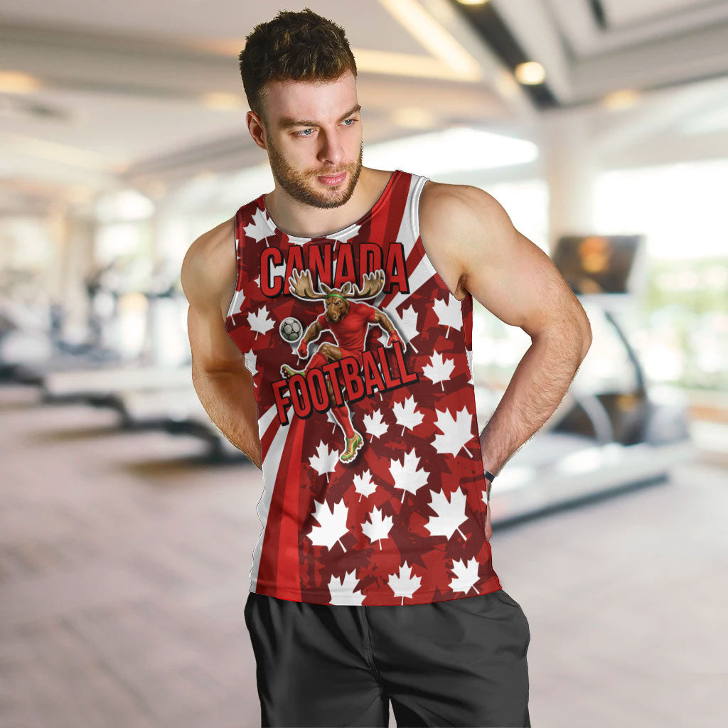 Personalized Canada Football Men Tank Top Maple Leaf Pattern - Moose Soccer Mascot