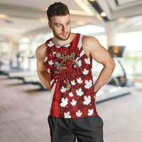 Personalized Canada Football Men Tank Top Maple Leaf Pattern - Moose Soccer Mascot