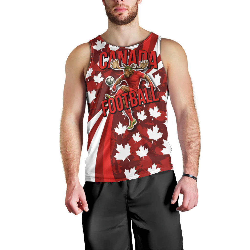 Personalized Canada Football Men Tank Top Maple Leaf Pattern - Moose Soccer Mascot