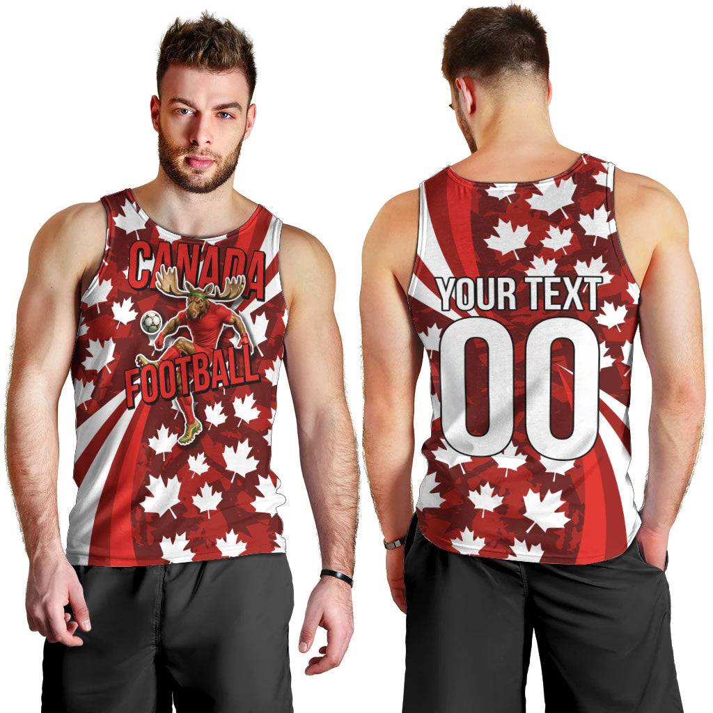 Personalized Canada Football Men Tank Top Maple Leaf Pattern - Moose Soccer Mascot