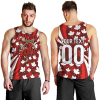 Personalized Canada Football Men Tank Top Maple Leaf Pattern - Moose Soccer Mascot