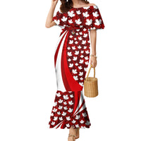 Personalized Canada Football Mermaid Dress Maple Leaf Pattern - Moose Soccer Mascot