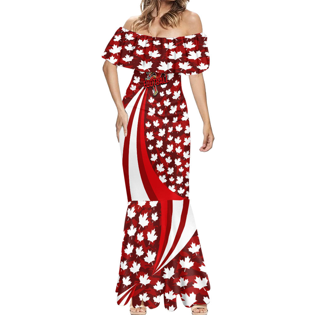 Personalized Canada Football Mermaid Dress Maple Leaf Pattern - Moose Soccer Mascot