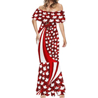 Personalized Canada Football Mermaid Dress Maple Leaf Pattern - Moose Soccer Mascot