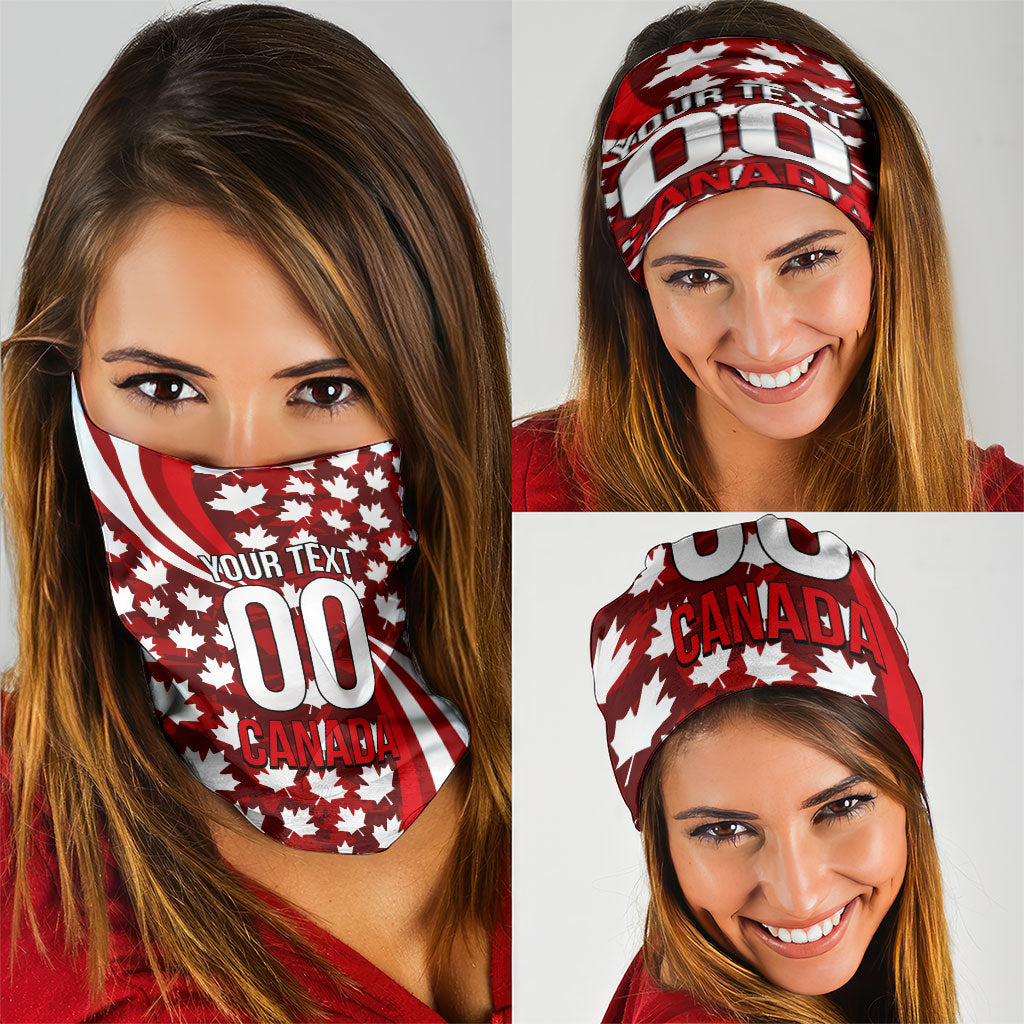 Personalized Canada Football Neck Gaiter Maple Leaf Pattern - Moose Soccer Mascot