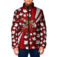 Personalized Canada Football Padded Jacket Maple Leaf Pattern - Moose Soccer Mascot