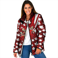 Personalized Canada Football Padded Jacket Maple Leaf Pattern - Moose Soccer Mascot
