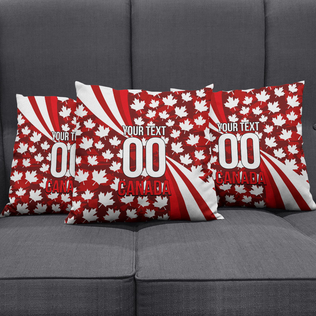 Personalized Canada Football Pillow Cover Maple Leaf Pattern - Moose Soccer Mascot