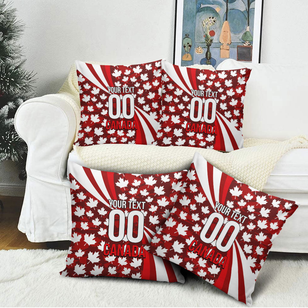Personalized Canada Football Pillow Cover Maple Leaf Pattern - Moose Soccer Mascot